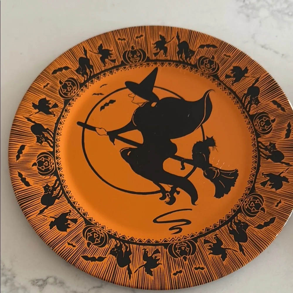 Set of Four Vintage Tin Halloween Themed Plates by restoration hardware
